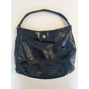 Tory Burch Black distressed leather Hobo Bag